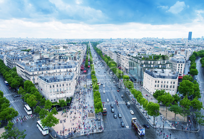 Aerial view of Paris from Triumph Arc