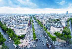 Aerial view of Paris from Triumph Arc