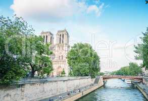 Notre Dame cathedral in Paris on a beautiful summer day