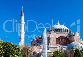 Hagia Sophia Church under a beautiful blue sky - Istanbul