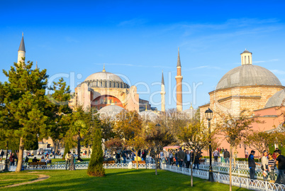 ISTANBUL, TURKEY - SEPTEMBER 14, 2014: Tourists walk in Sultanah