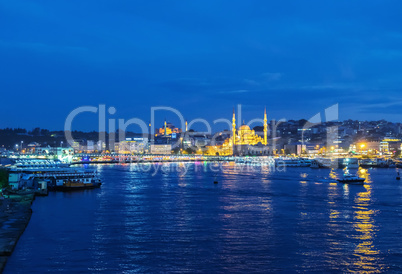 Golden Horn river and city Mosque at sunset, Istanbul