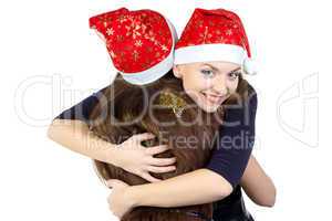 Photo of two happy hugging young women
