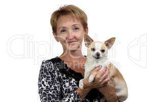Photo of the old woman with dog