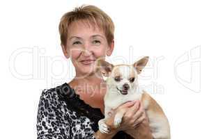 Image of the old woman with dog