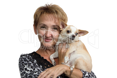 Portrait of the old woman with dog