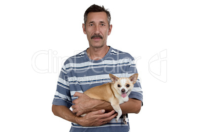 Photo of the old man with small dog