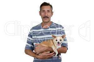 Photo of the old man with small dog