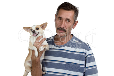 Photo of the old man and his small dog