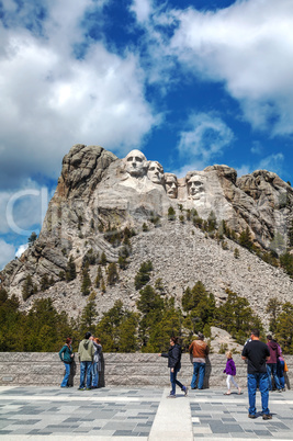 Mount Rushmore monument with tourists near Keystone, SD