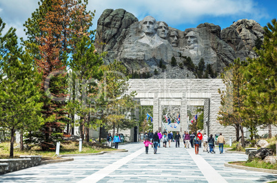 Mount Rushmore monument with tourists near Keystone, SD