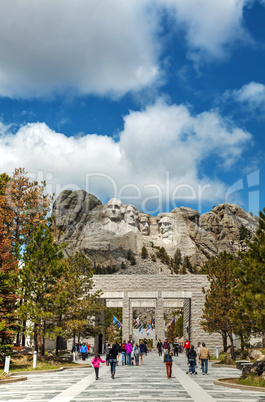 Mount Rushmore monument with tourists near Keystone, SD