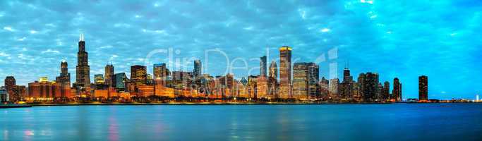 Chicago downtown cityscape panorama