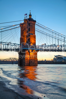 John A. Roebling Suspension Bridge in Cincinnati