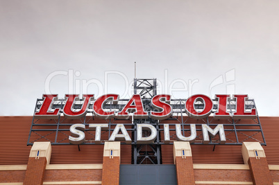 Lucas Oil Stadium sign in Indianapolis