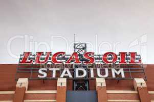 Lucas Oil Stadium sign in Indianapolis