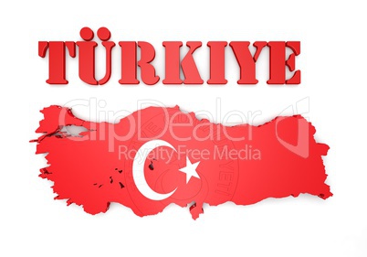 map illustration of Turkey with flag