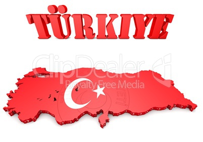 map illustration of Turkey with flag