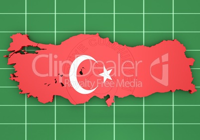 map illustration of Turkey with flag