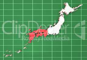 map of Japan with flag