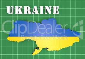 map illustration of Ukraine with flag