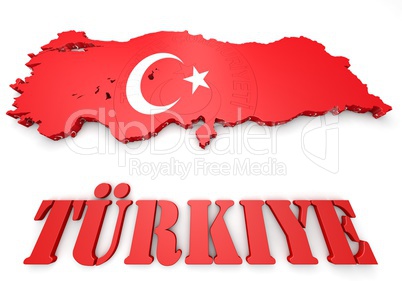 map illustration of Turkey with flag