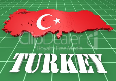 map illustration of Turkey with flag