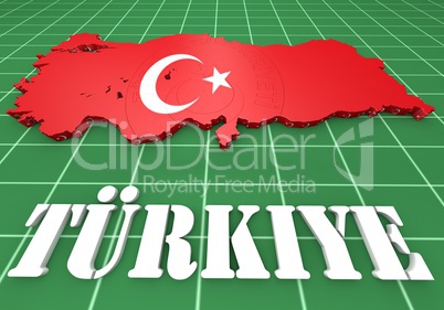 map illustration of Turkey with flag