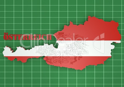 map illustration of Austria with flag