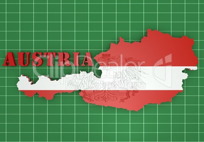 map illustration of Austria with flag