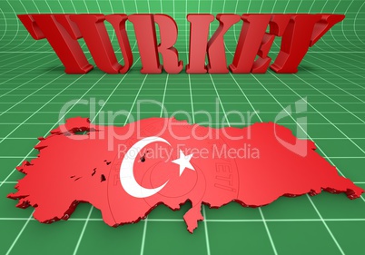 map illustration of Turkey with flag