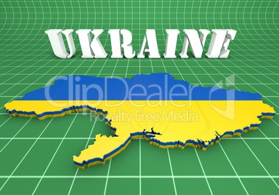 map illustration of Ukraine with flag