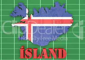 map illustration of Iceland with flag