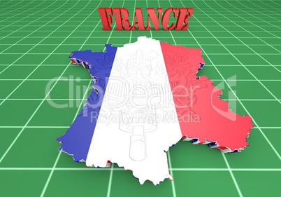 Map of France with flag colors.