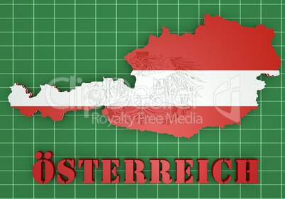 map illustration of Austria with flag