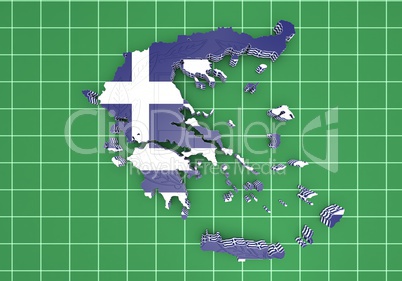 map illustration of Greece with flag