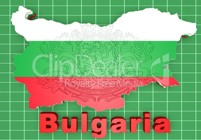 map illustration of Bulgaria with flag