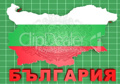 map illustration of Bulgaria with flag