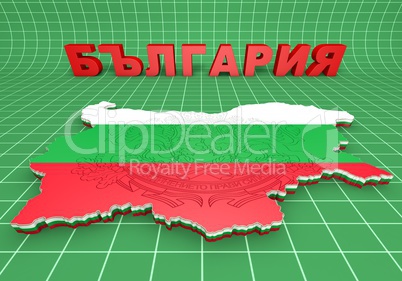 map illustration of Bulgaria with flag