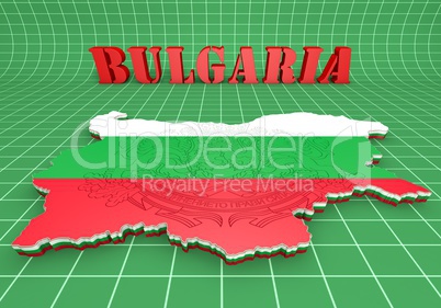 map illustration of Bulgaria with flag