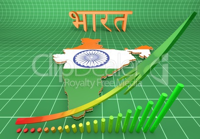 Map illustration of India with flag