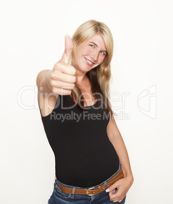 woman thumbs up