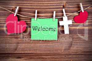 Green Tag Saying Welcome