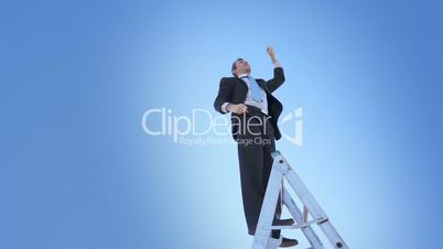 Businessman Ladder Champion Fist