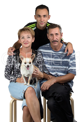 Photo of the happy family with dog
