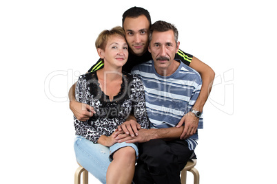 Photo of the hugging happy family