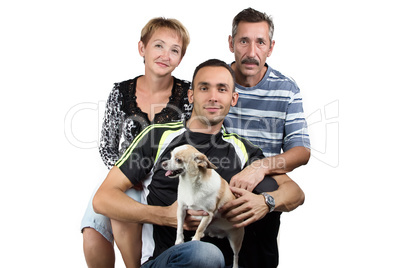 Image of the hugging happy family