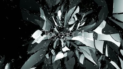 Breaking glass with motion blur in slow motion. Alpha