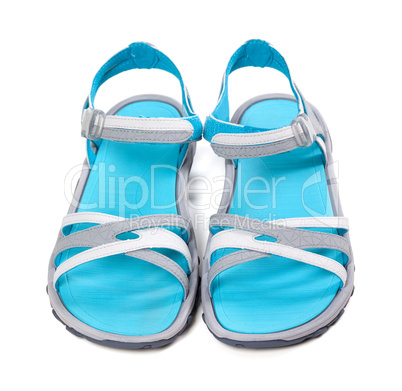 Pair of summer sandals. Front view.