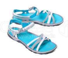 Pair of summer sandals on white background